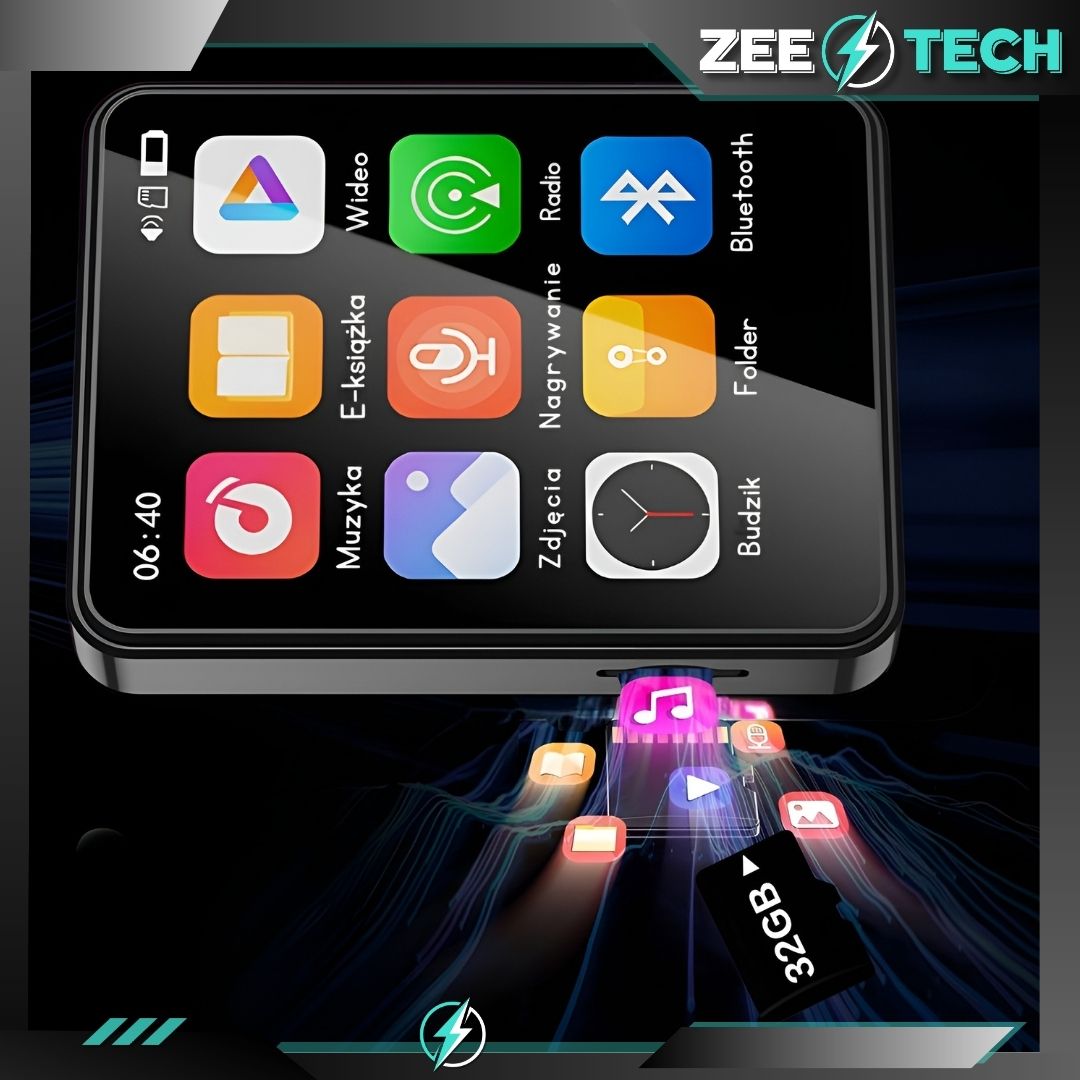 Odtwarzacz Mp3 Mp4 32Gb Bluetooth Głośnik  Radio Dyktafon Słuchawki
