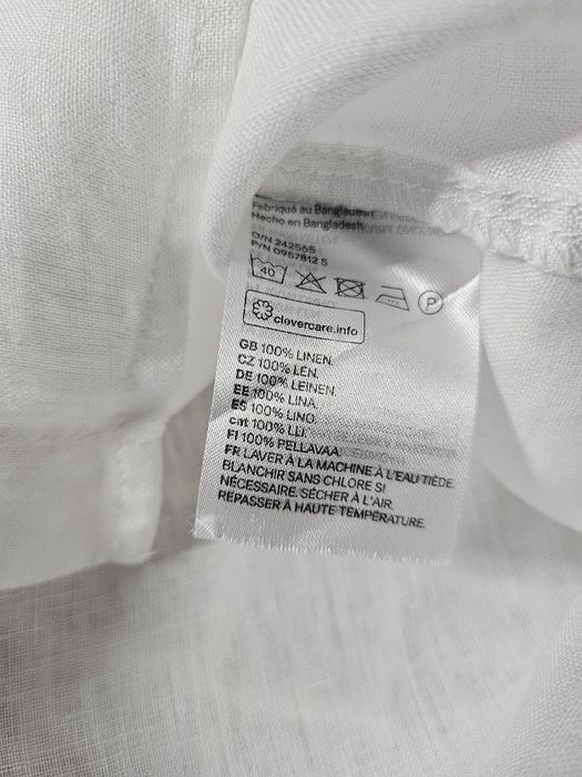 Белая льняная рубашка H&M р. S-Xs