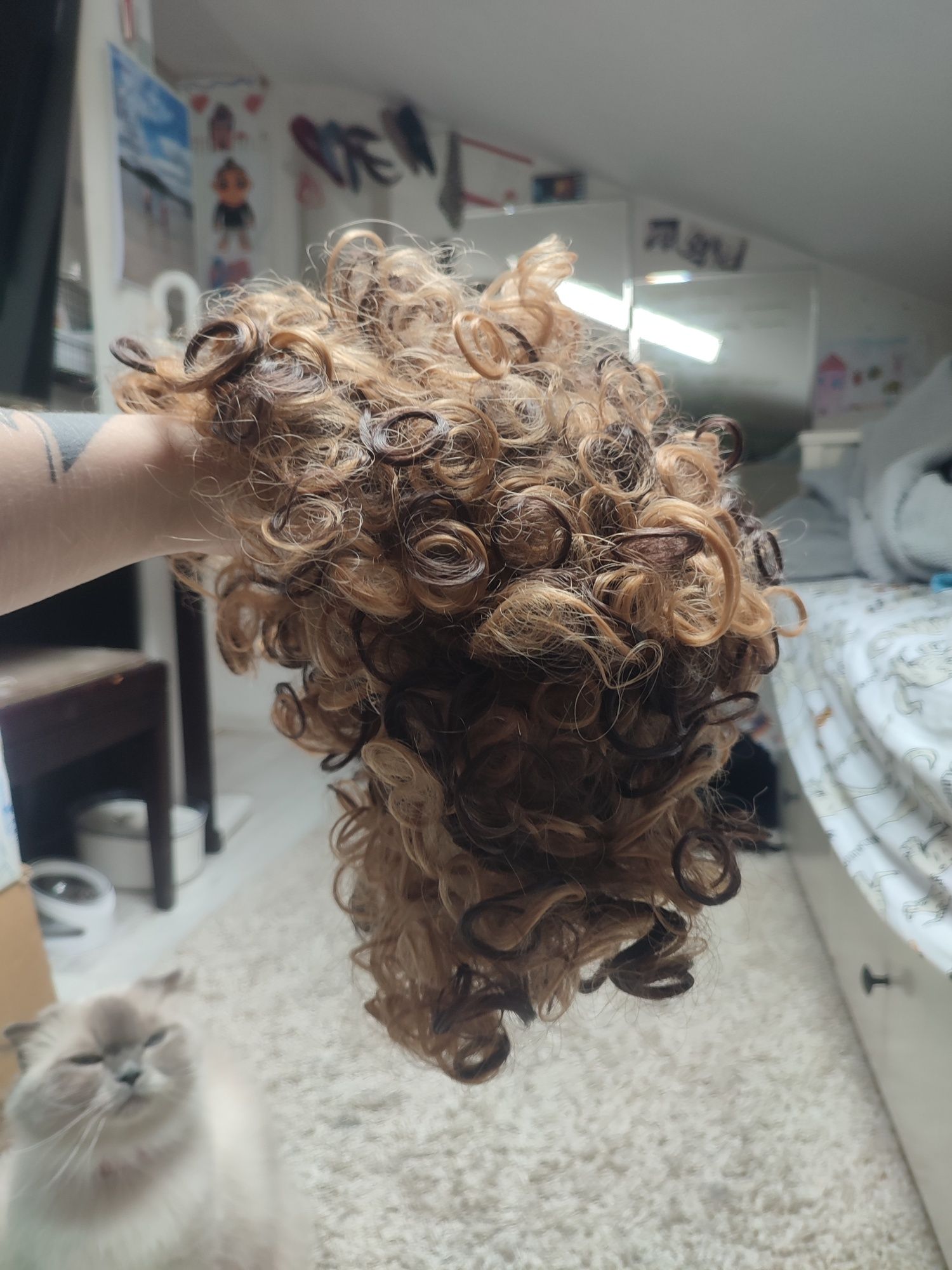 Peruka WIG afro loki blond brąz cosplay jakość