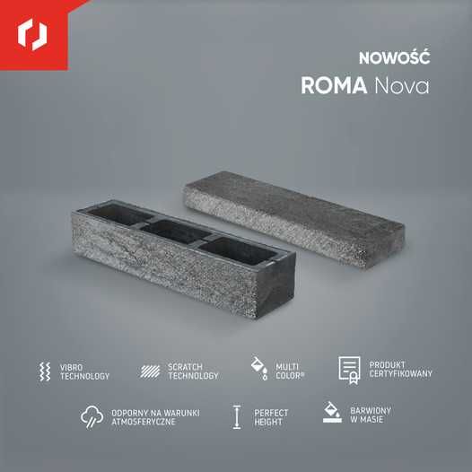 Pustak bloczek na ogrodzenie nowoczesne Joniec Roma NOVA nowość 2023