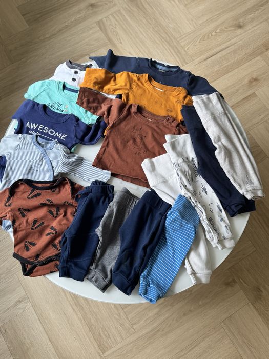 Duza jesienna paczka ubranek niemowlecych bawelnianych basic r. 62