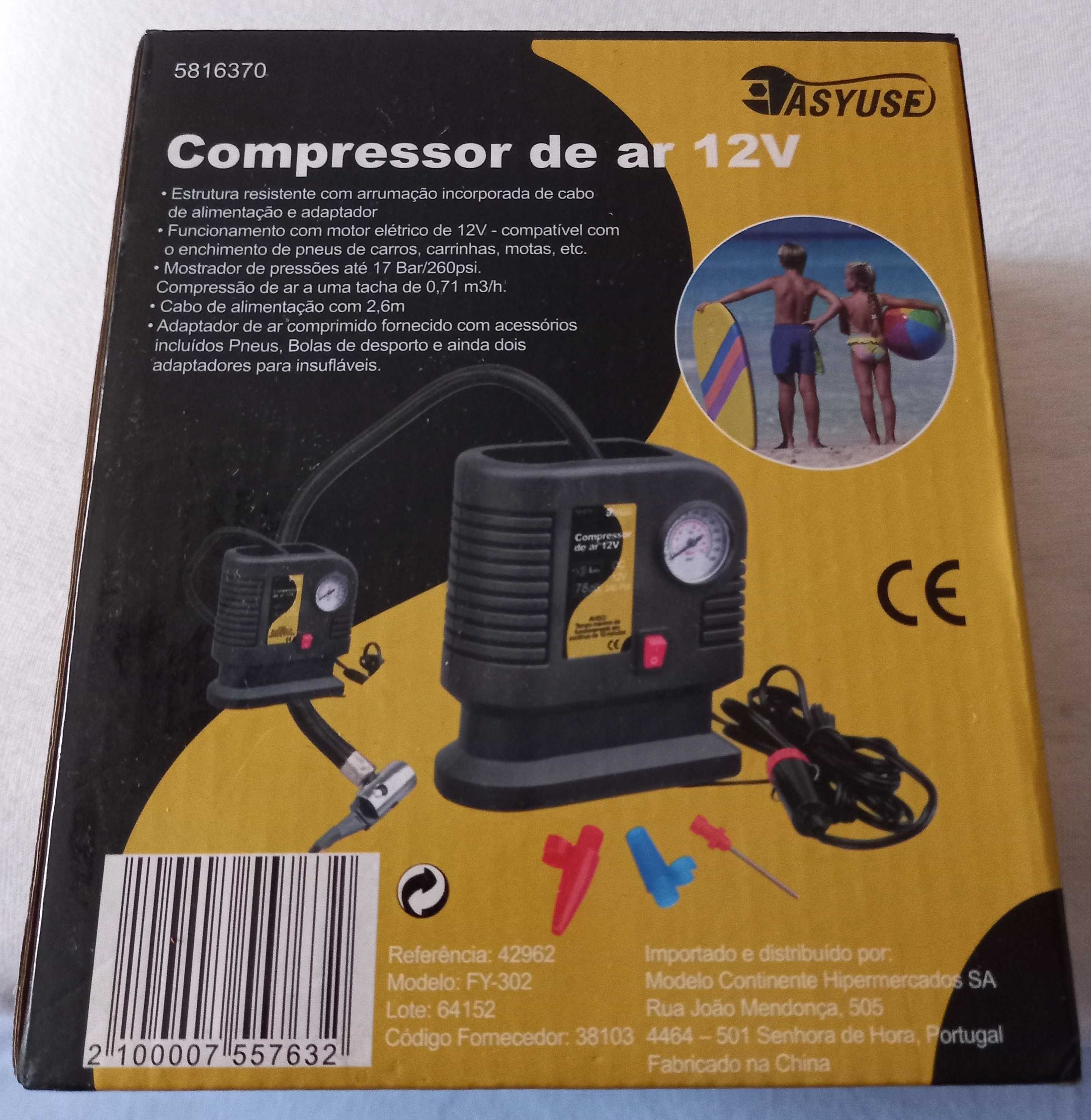 Compressor de ar 12 V Novo