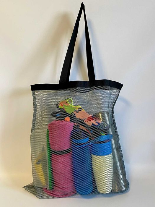 Екосумка шопер для пісочниці пляжу з сіткою, торба сумка складна