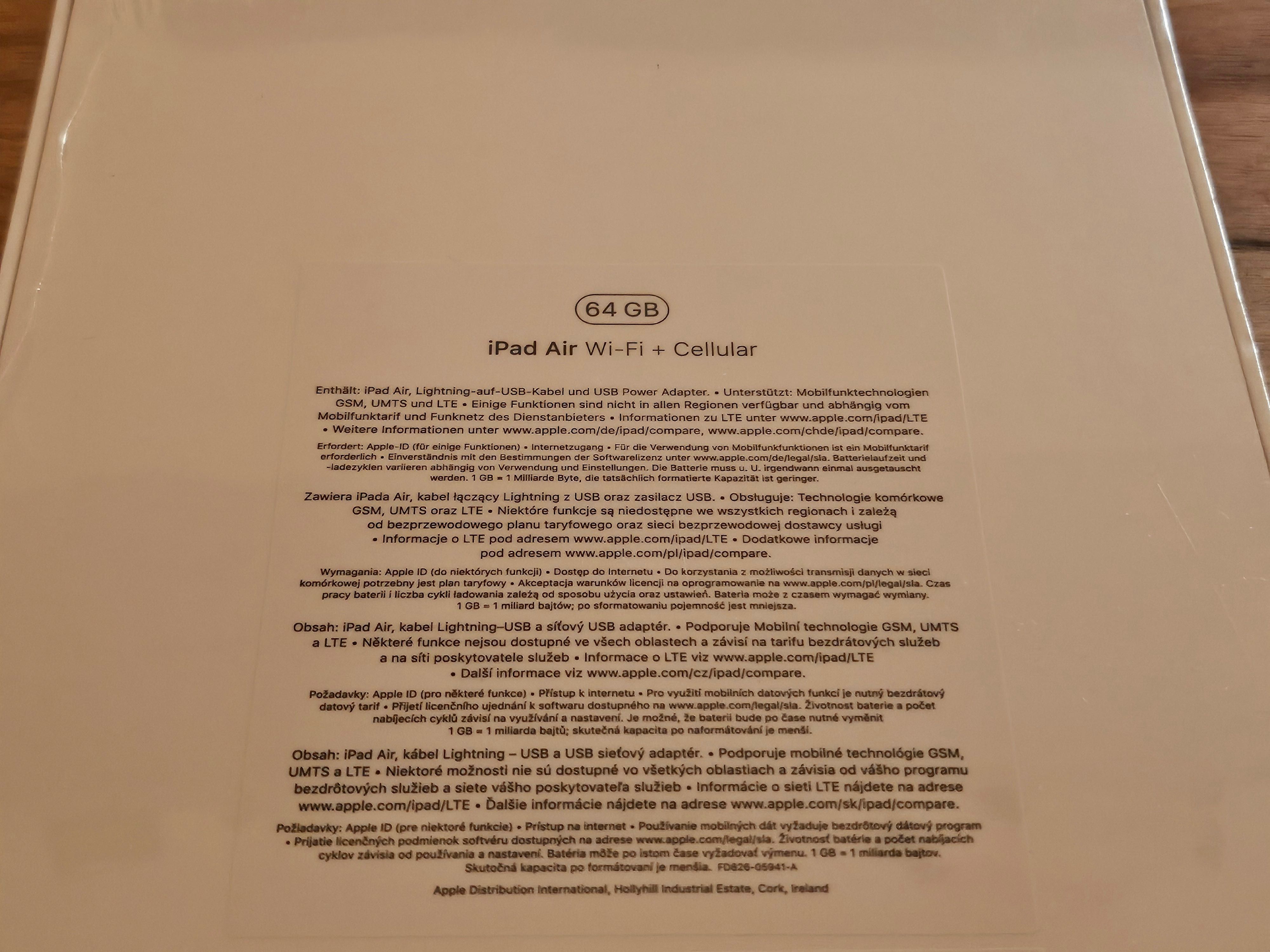 NOWY iPad Air 3 generacji CELLULAR zafoliowany Space Gray 64GB A2123