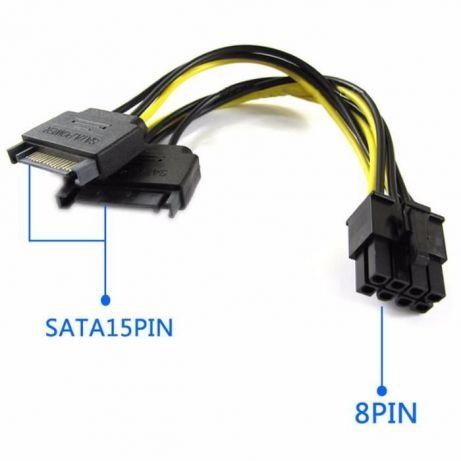 Переходник 20 см 2 х 15 pin SATA->8 pin (6+2) gpu PCI-E удлинитель