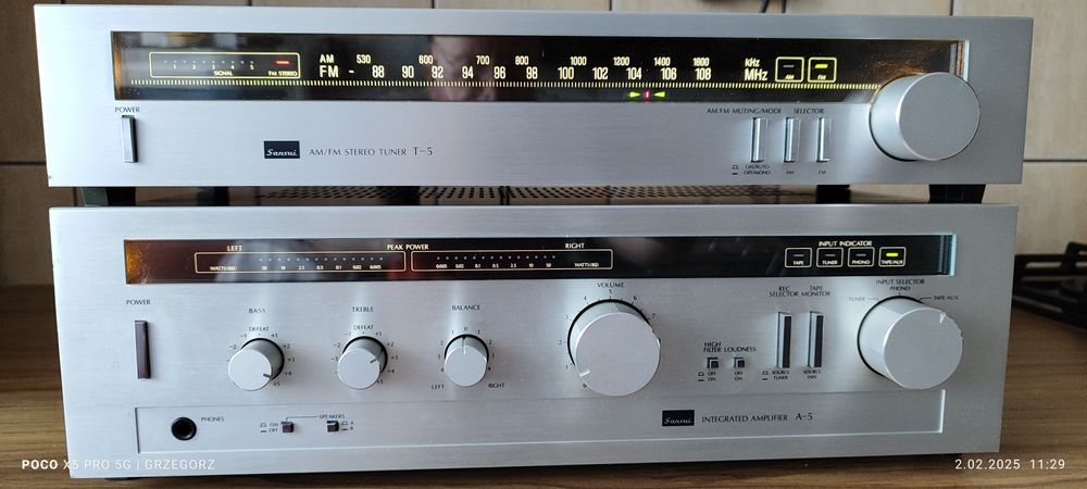 Sansui A5 wzmacniacz+Sansui T5 tuner stan kolekcjonerski