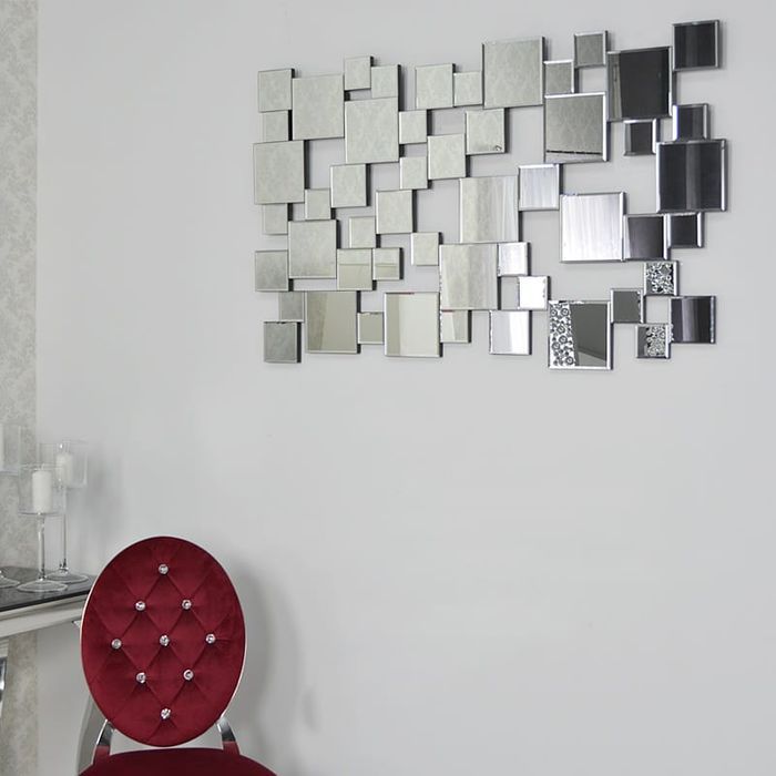 Srebrne lustro glamour prostokątne 73x120 cm M-0515