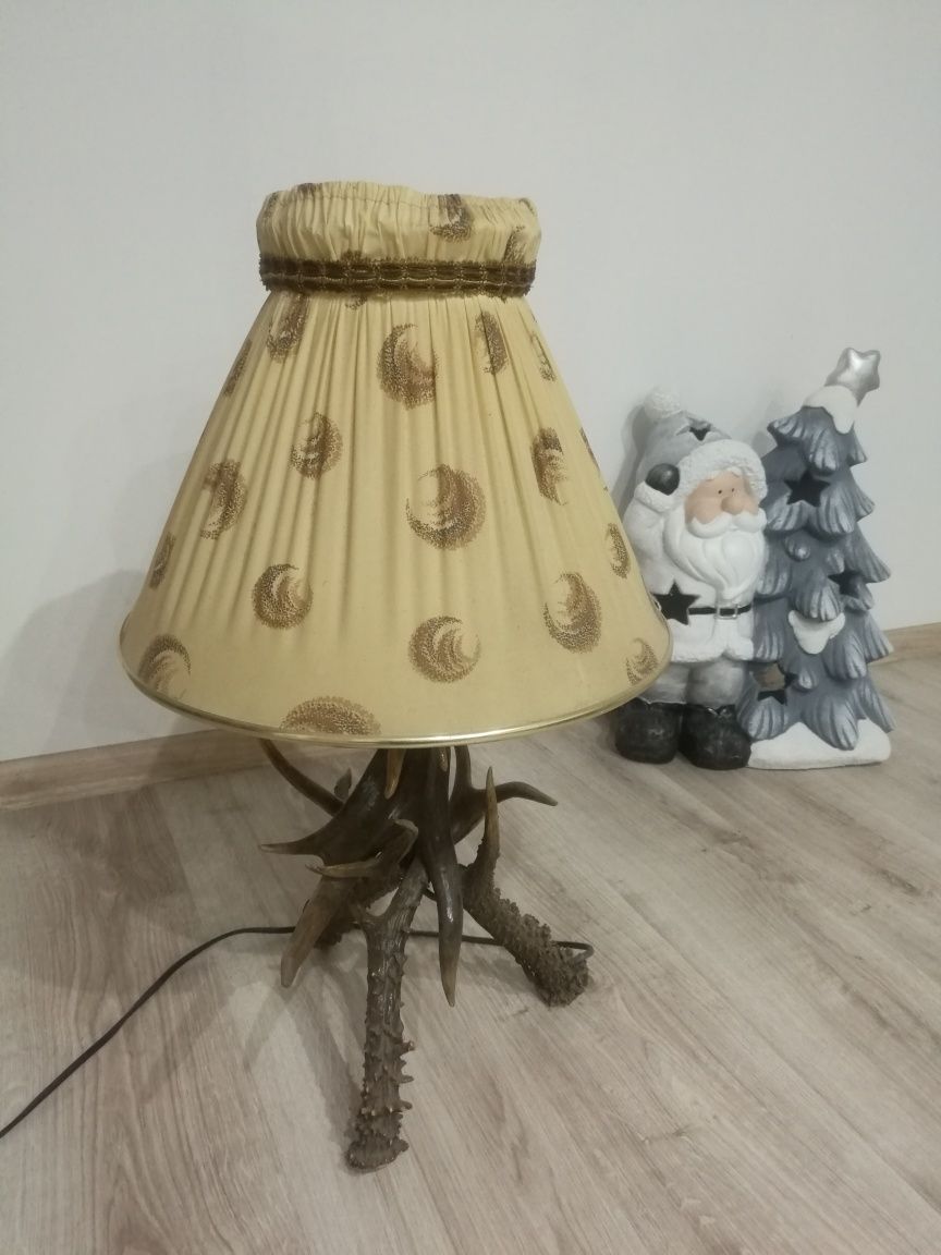 Lampa stojąca z rogów  jelenia duza antyk