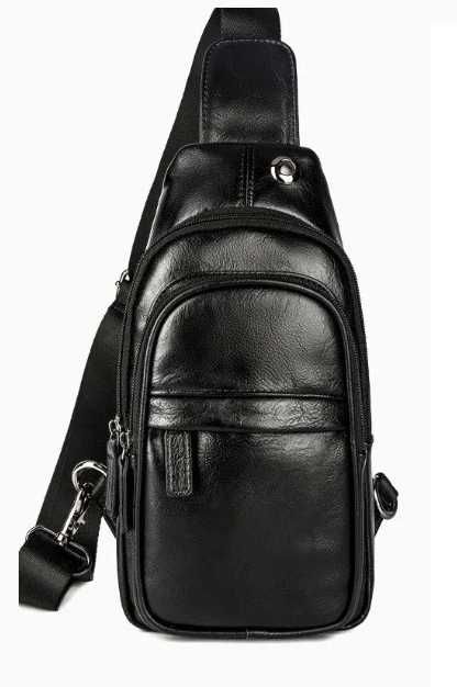 Чоловіча мужская кожаная стильная сумка бананка на груди барсетка топ