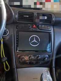 Rádio Android 12 com GPS Mercedes W203 W209 (Novo)