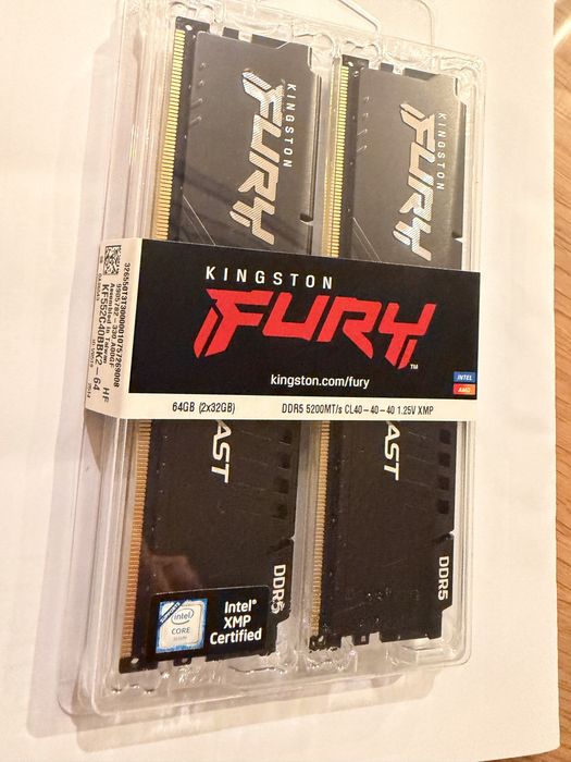 Kingston Pamięć DDR5 Fury Beast Black 64GB(2*32GB)/5200 CL40 fv23%