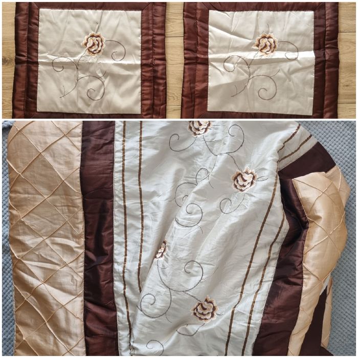 Narzuta na łóżko 220 x 200 cm + 2 x poszewka dekoracyjna na poduszki