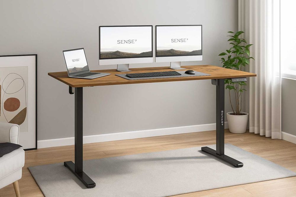 NOWE Biurko Regulowane Gamingowe Sense7 140x70 Elektryczne Podnoszone