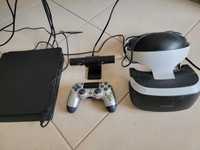 Sony PlayStation 4 com óculos RV e jogos