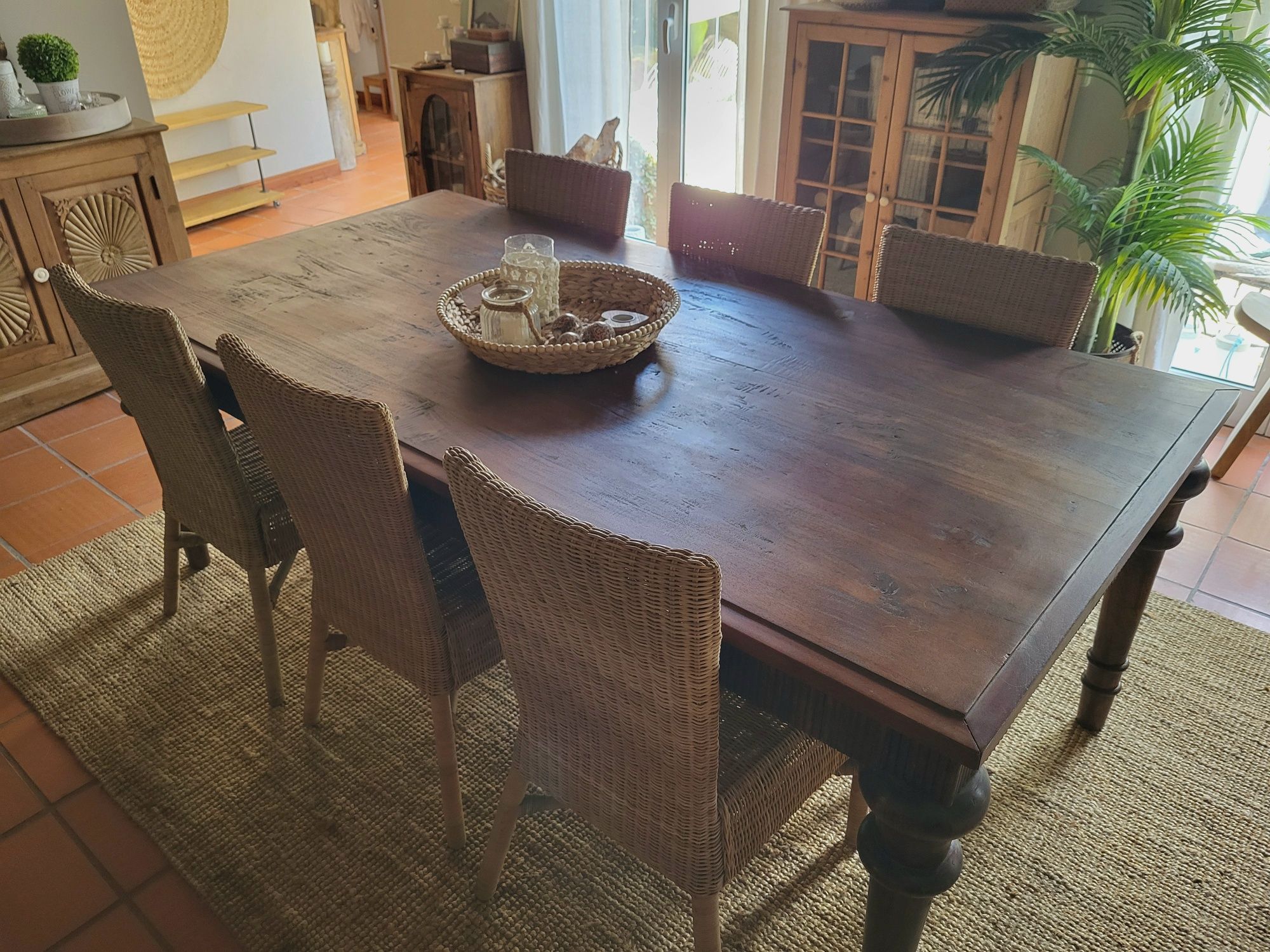 mesa, refeições, talha, indiana, oriental, rustico