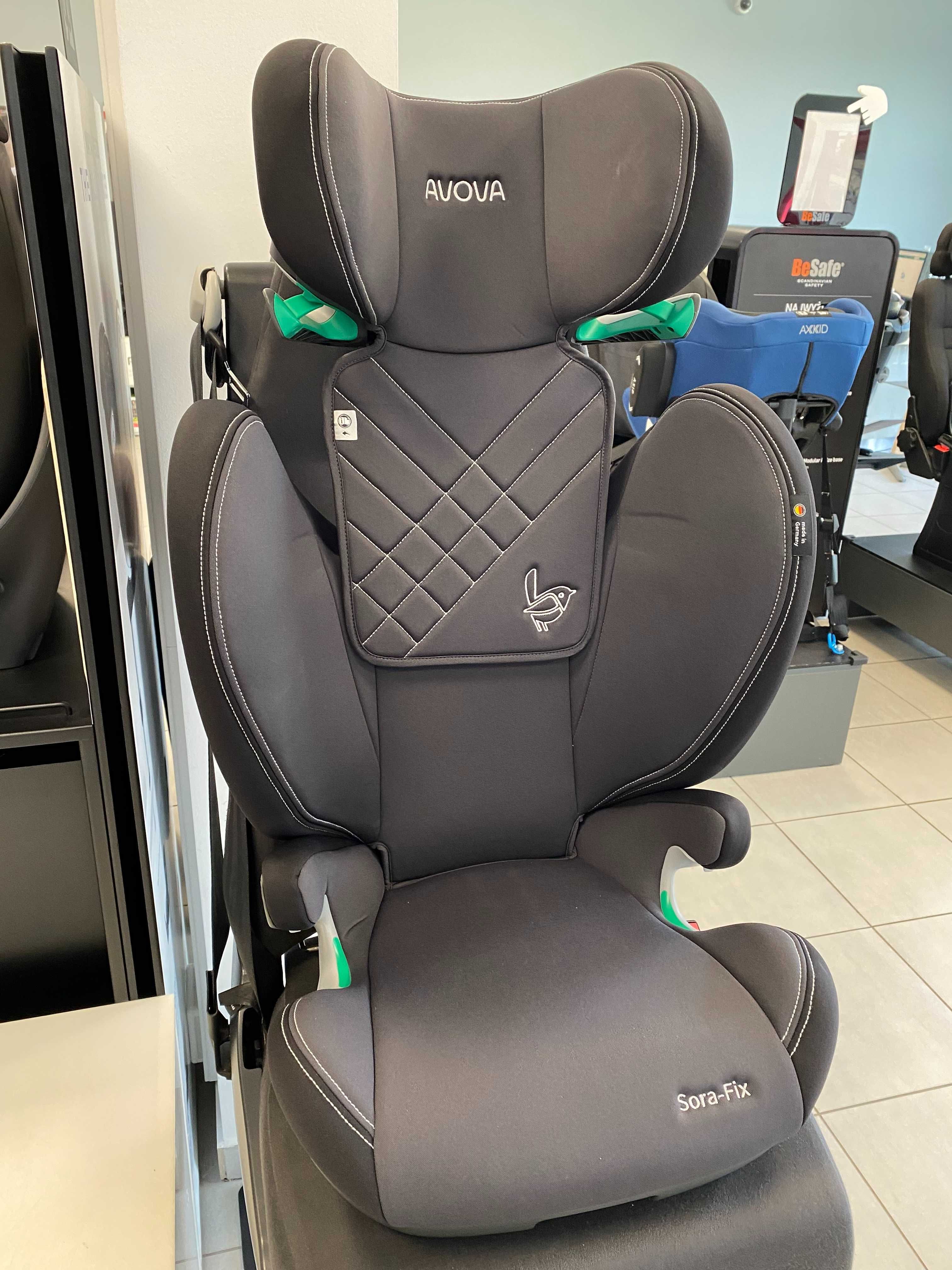 Avova SORA-FIX fotelik 100-150cm 4 gwiazdki ADAC Duże siedzisko ISOFIX