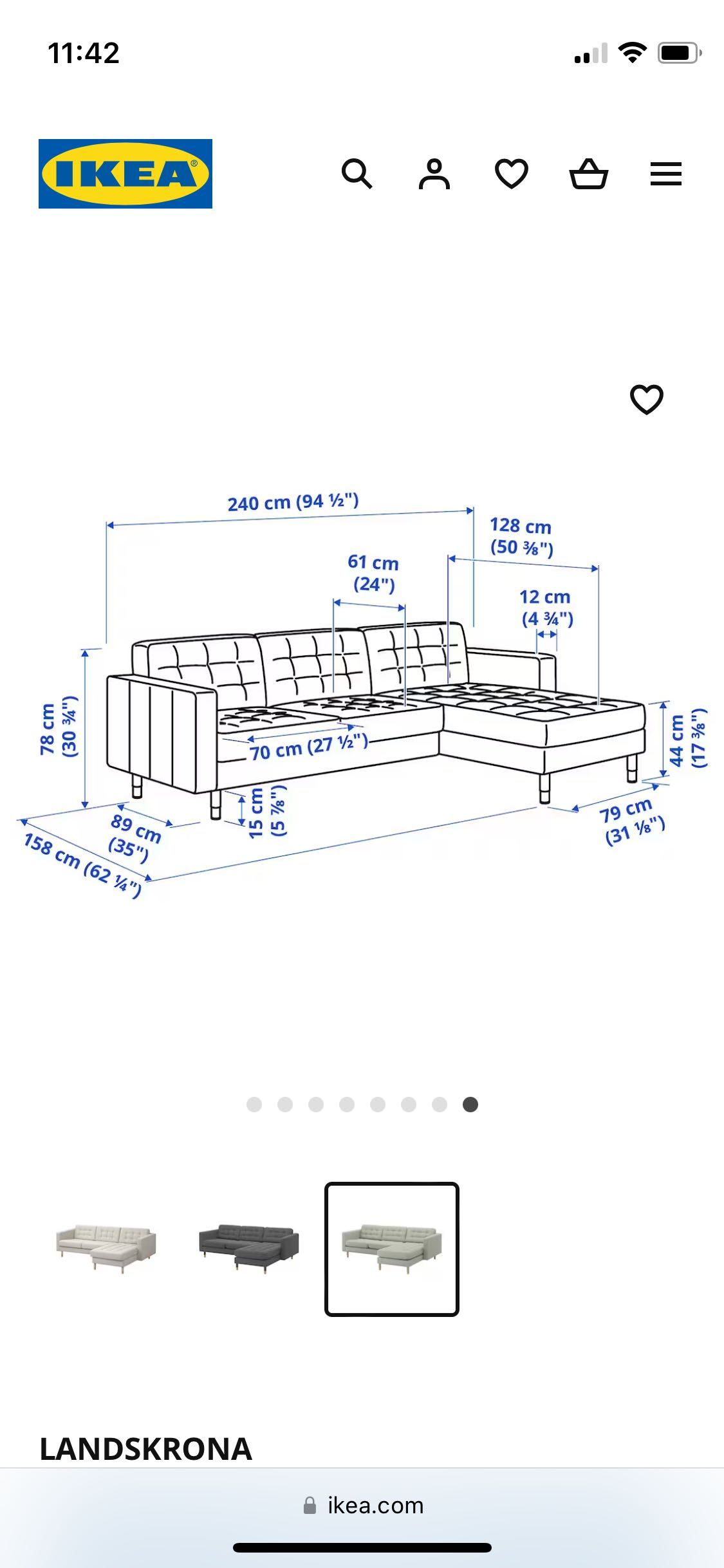 Sofa 3-osobowa, z szezlongiem, jasnozielony/drewno