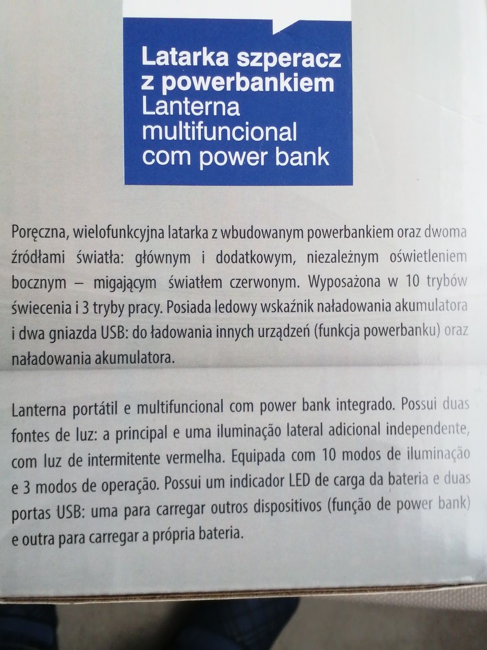 Latarka,Szperacz z funkcją power banku Nowa nieużywana