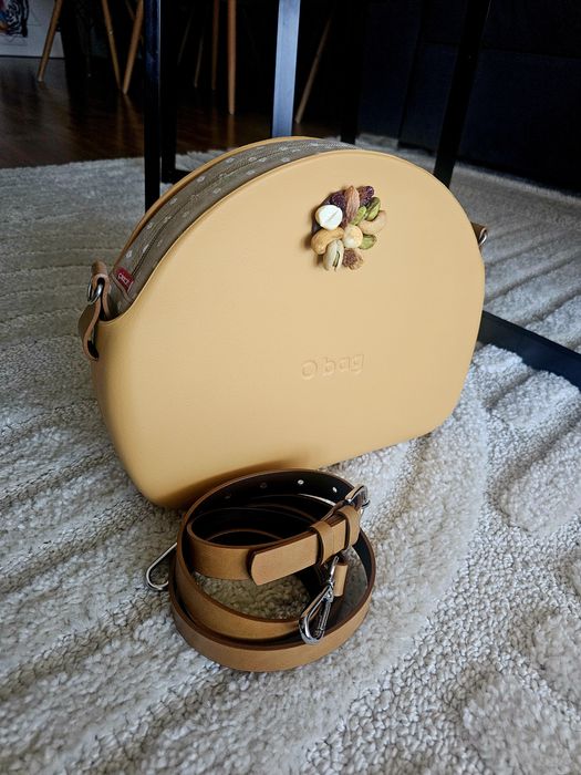 Obag moonlight cammello pasek skórzany guzik modelinowy organizer