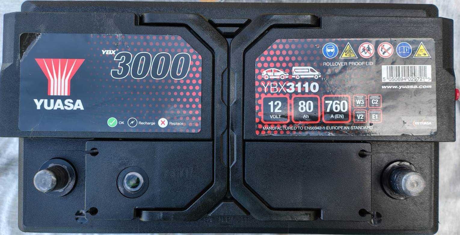 Akumulator samochodowy Yuasa 80 Ah, 760 A, 100% sprawności