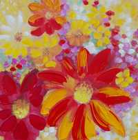 obraz na płótnie kolorowe kwiaty ręcznie malowany.