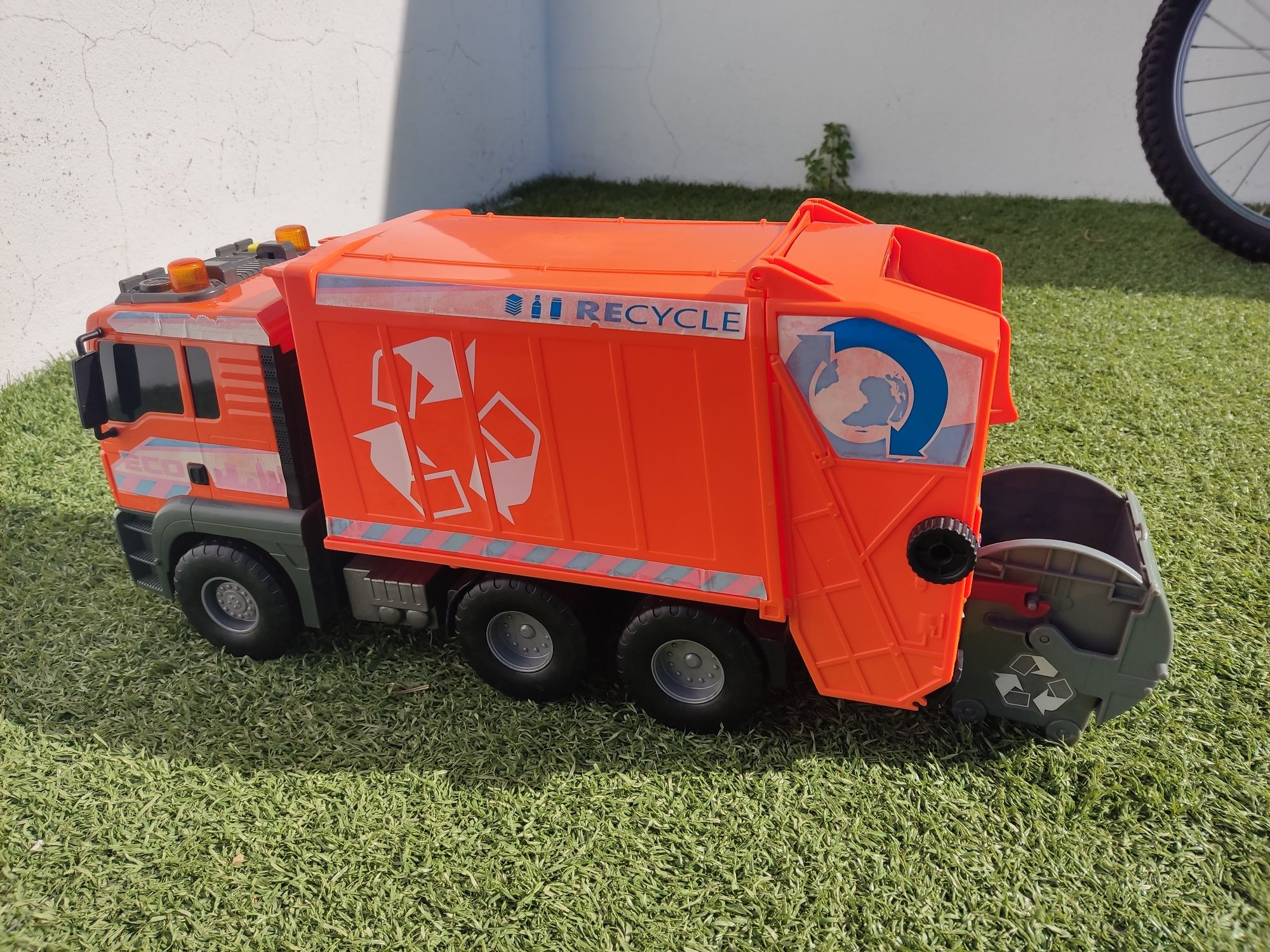 Camião do lixo laranja, de brincar