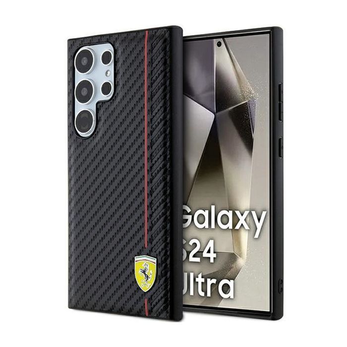 Ferrari Carbon Printed Line - Etui Samsung Galaxy S24 Ultra (Czarny)