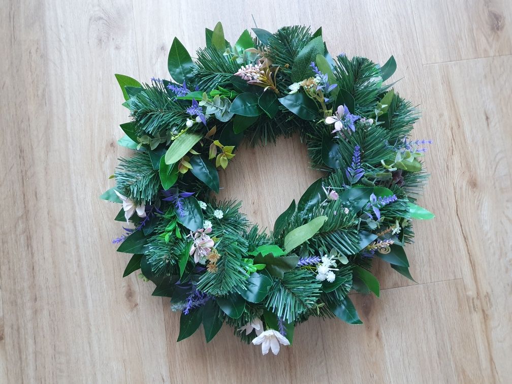 wieniec wianek stroik sztuczny na cmentarz grób handmade hand made