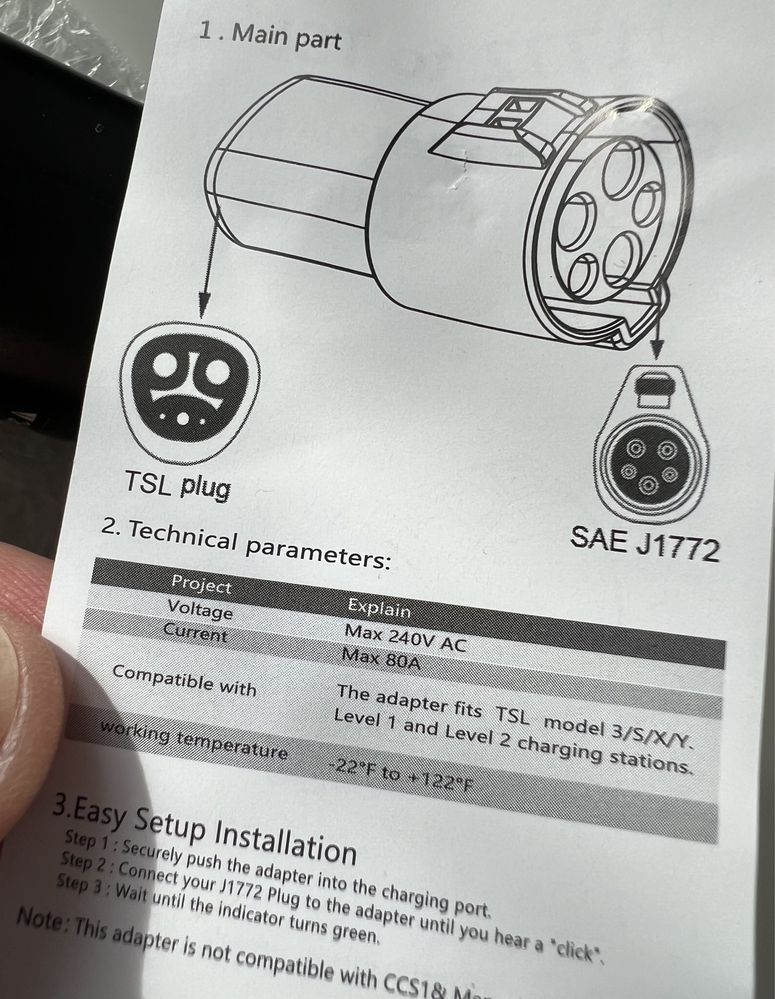 Адаптер Type 1 j1772 на TESLA 80А - Original заводское ТОП качество !