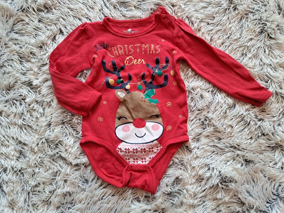 Świąteczne body 86 pepco czerwone renifer