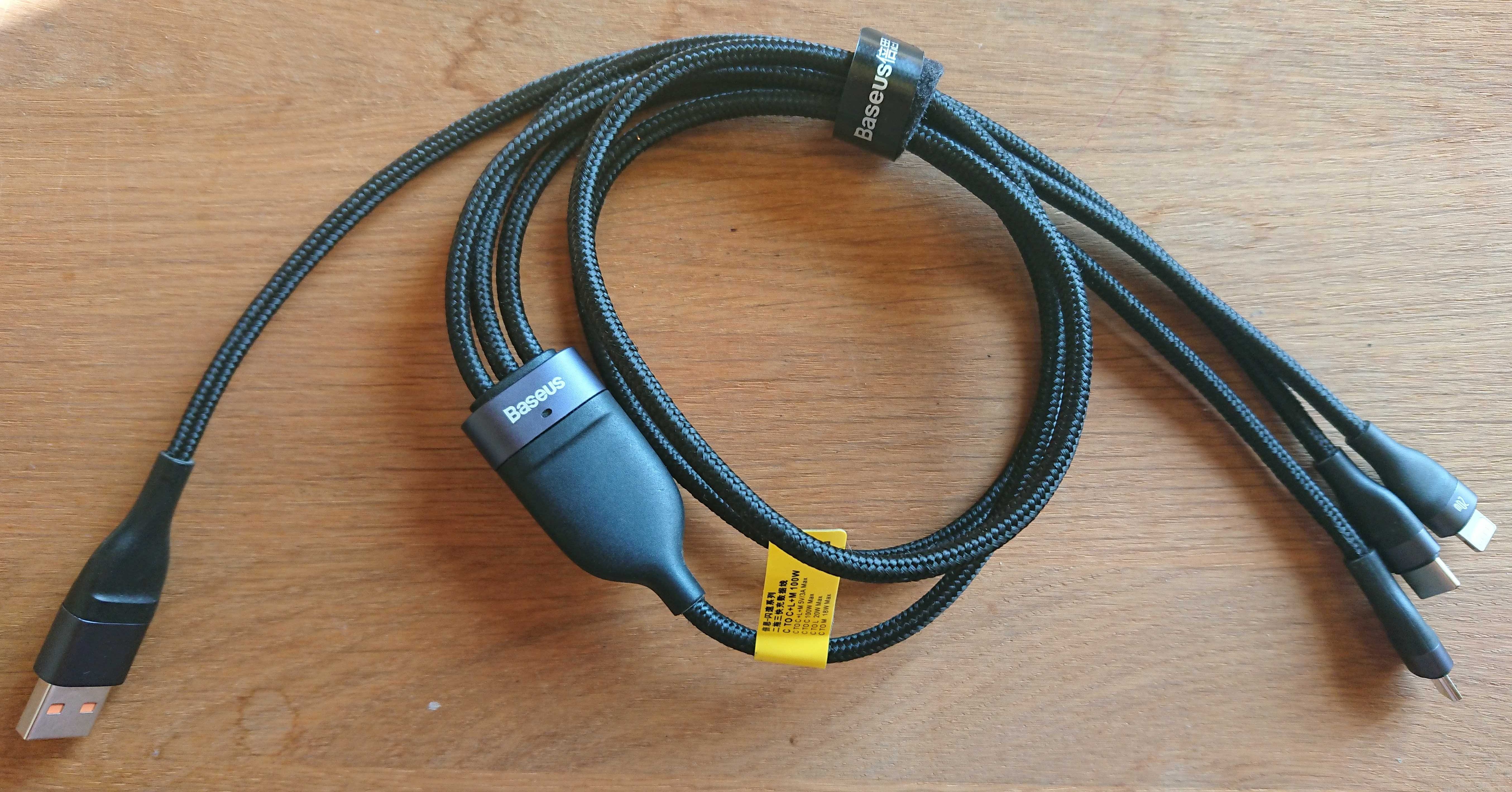 Przewód Baseus flash series 3w1 USB A - micro USB, USB C, Lightning