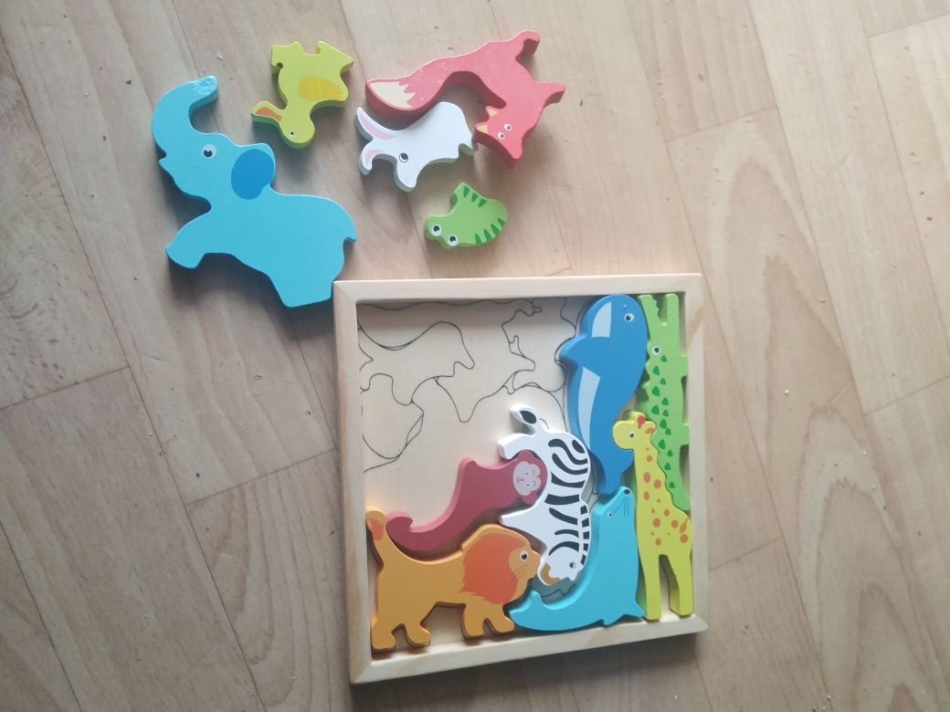 Puzzle układanka zwierzęta drewniana
