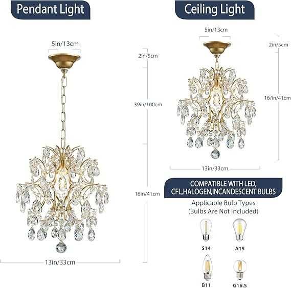 Luksusowy złoty żyrandol kryształowy BESTIER – 1 punkt światła 32 cm