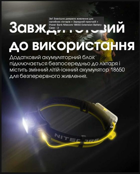 Nitecore 18650 Extension Battery Case Живлення для Ліхтарів +PowerBank