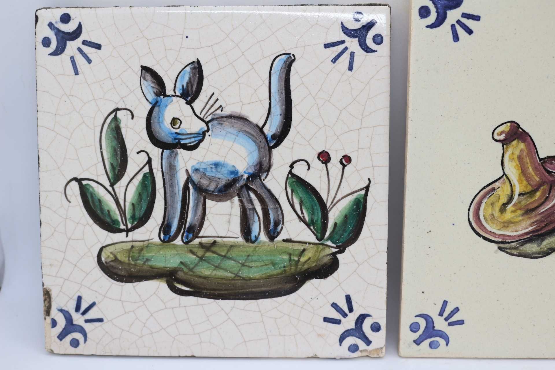 Azulejos Portugueses Animais Policromados Vidrados  XIX/XX