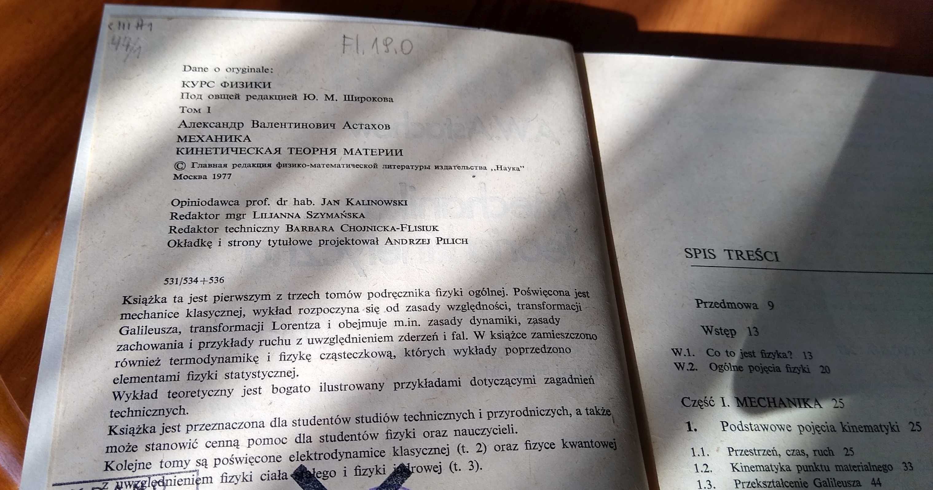 Kurs fizyki 1 Mechanika Teoria kinetyczna A. W. Astachow