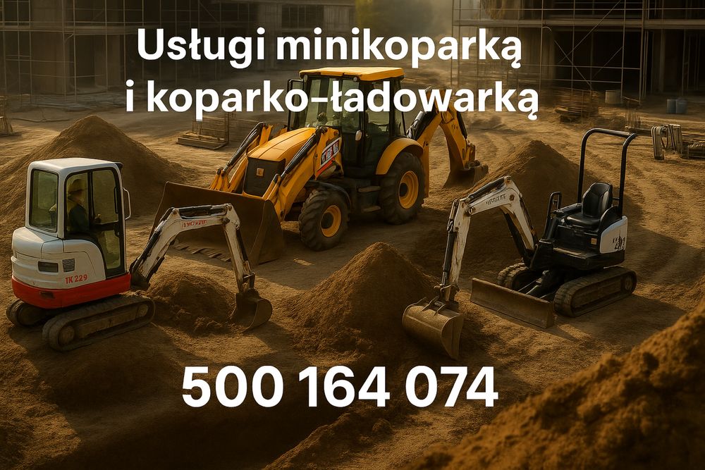 Usługi koparko-ładowarką koparkoładowarka minikoparka mikrokoparka