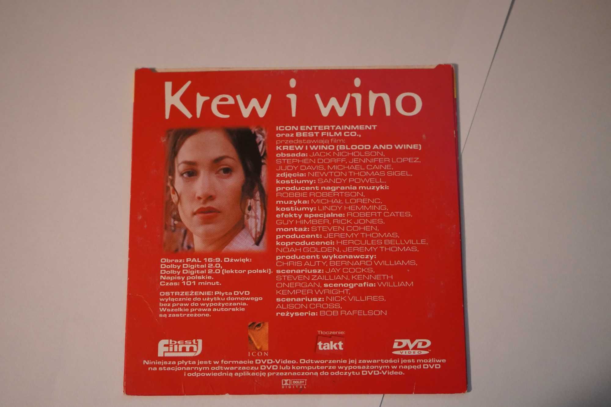 dvd krew i wino Jack Nicholson Jennifer Lopez