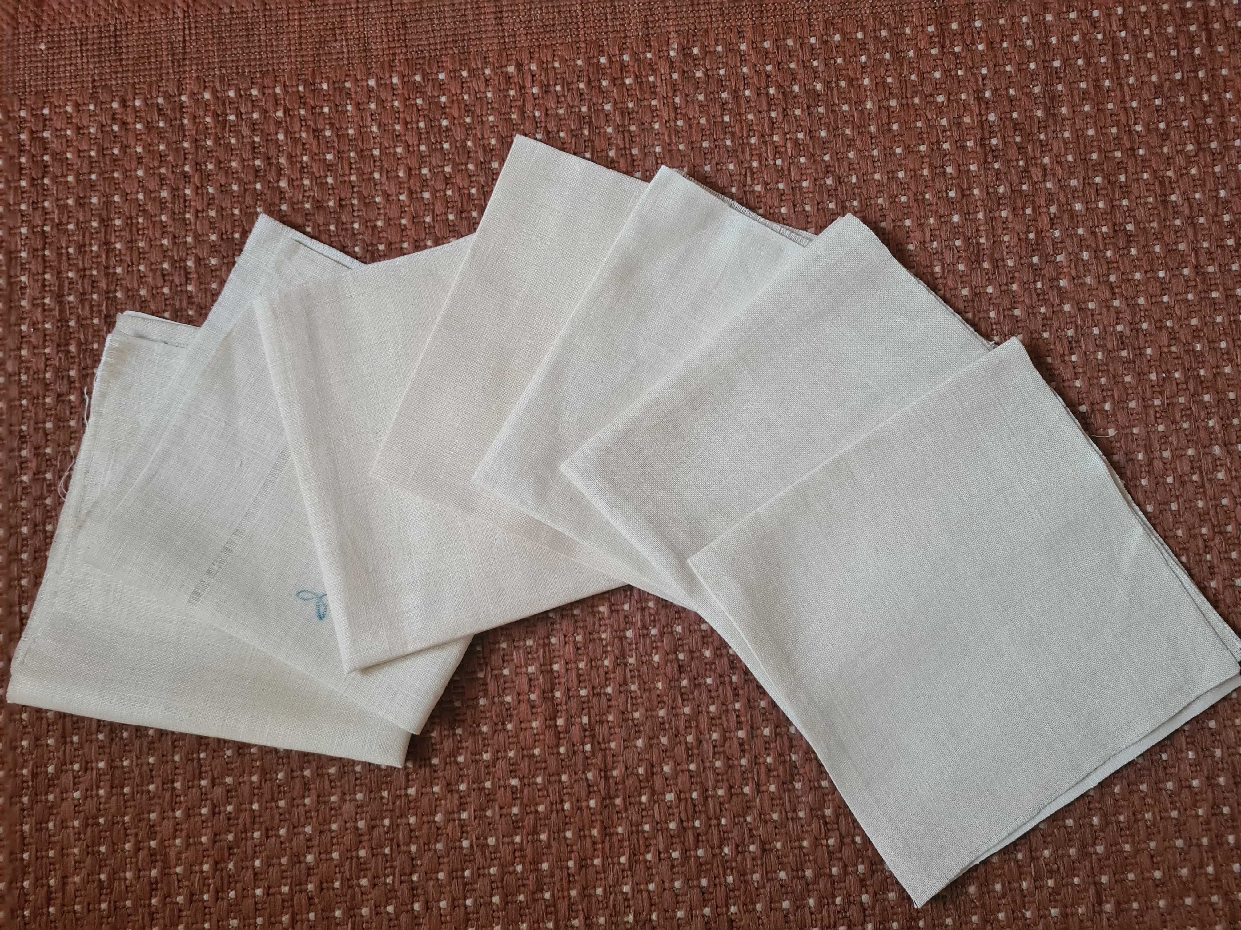 7 serwet 38x40cm, polski len 100%, 2 z oryg. wzorem haftu makowskiego