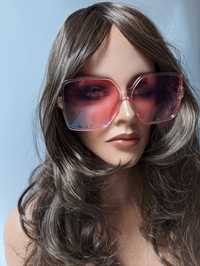 Nowe kwadratowe różowe okulary przeciwsłoneczne różowe oprawki i szkła