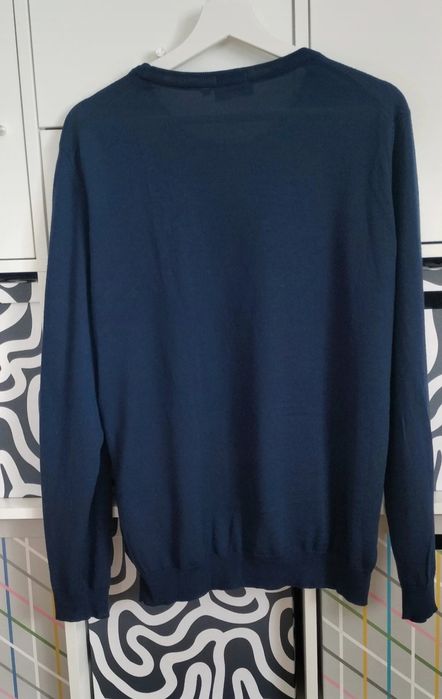 Granatowy wełniany sweter swetr wełna 100% unisex M wool  męski