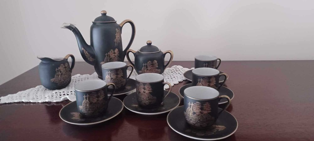 Serviço de café chinês laca preta