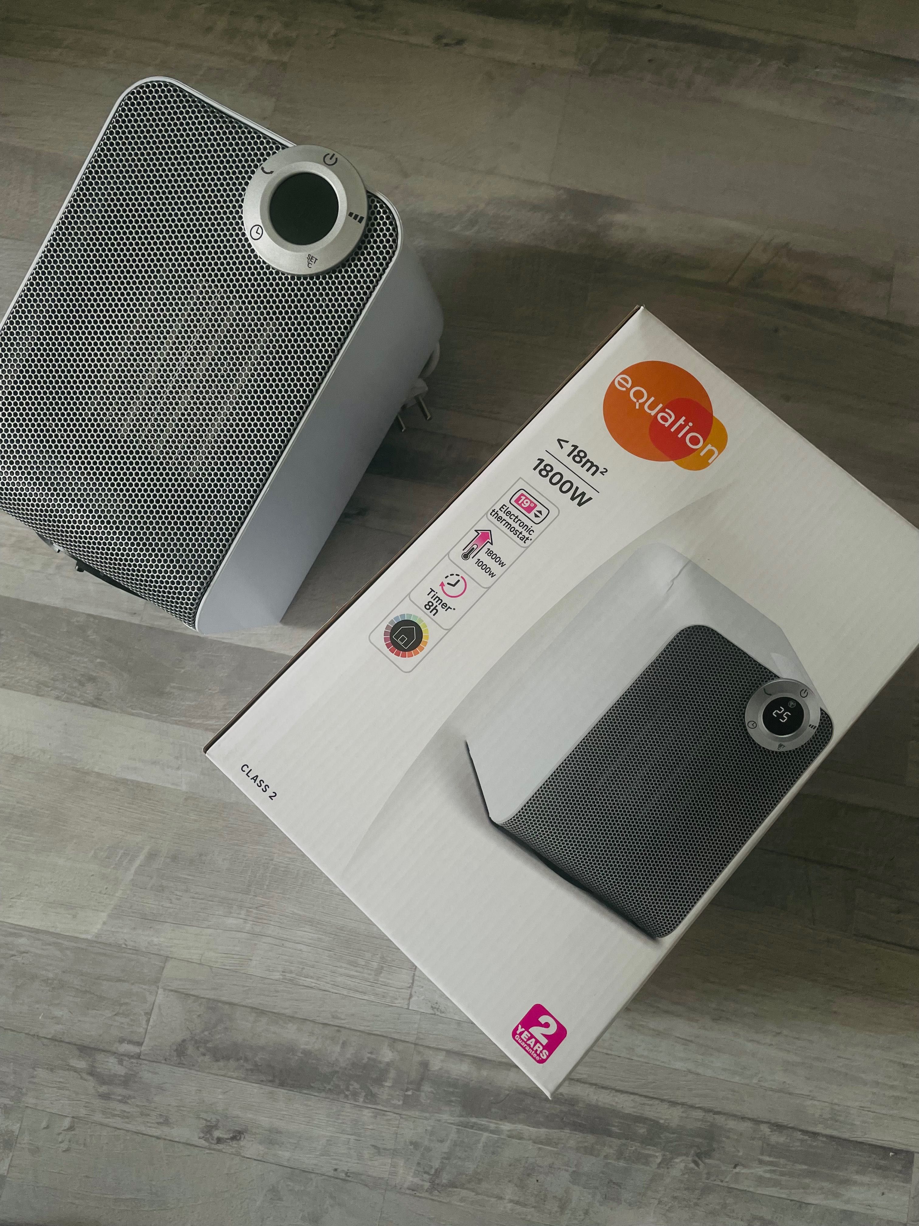 Termowentylator ceramiczny 1800 W LED biało/srebrny EQUATION