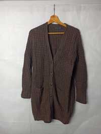 Vintage Ralph Lauren Wool Cashmere Knitted Brown Cardigan sweter