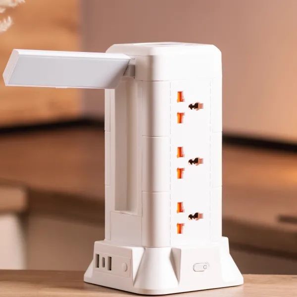 Мережевий фільтр-подовжувач TOWER 9 розеток LED-лампа