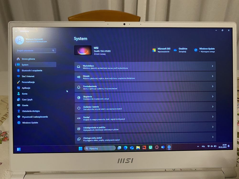 Gamingowy MSI Stealth 15 M A11UEK Intel i7 RTX 3060 gwarancja