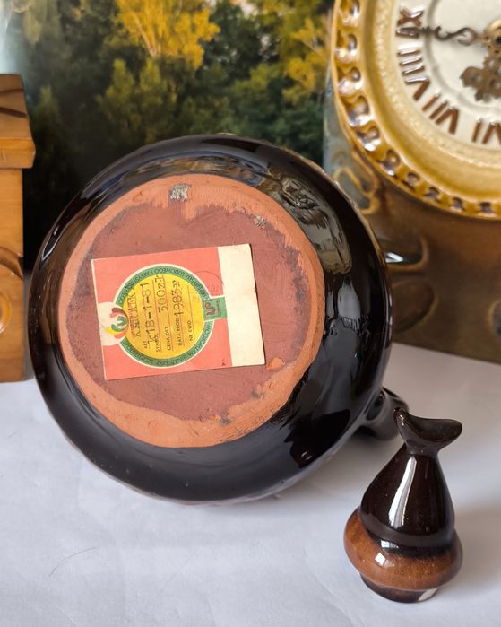 Lajkonik Cepelia karafka z kieliszkami piękna stara ceramika naklejka