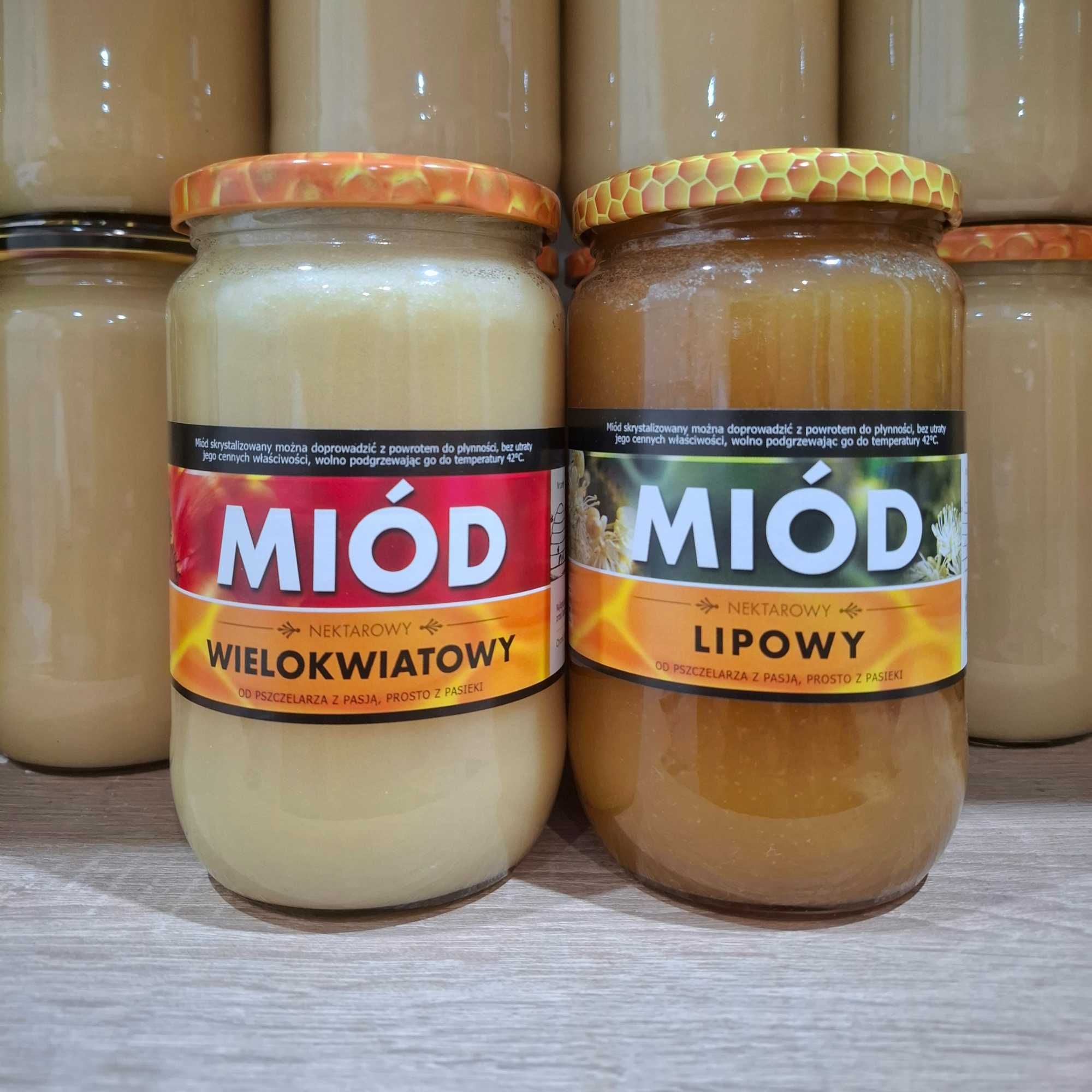** 2 Słoiki Miód Lipowy i Wielokwiatowy Naturalny z Własnej Pasieki **