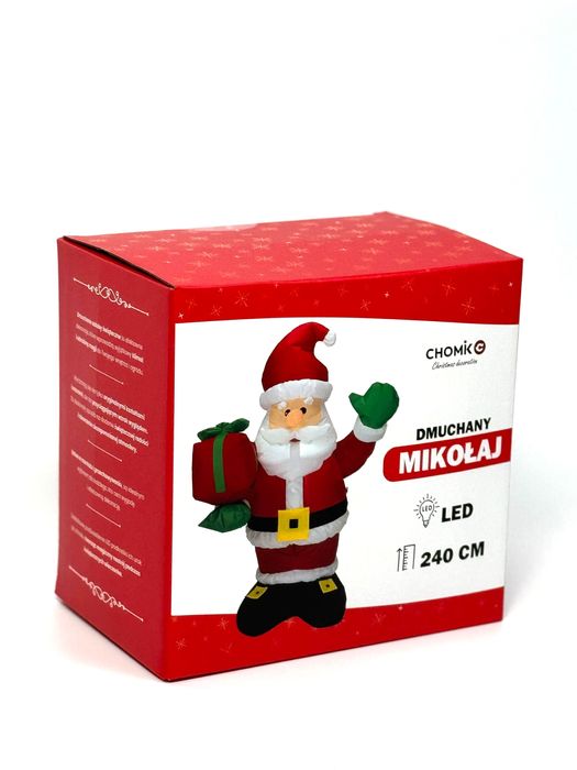 Mikołaj Dmuchany LED 240 cm i 360 cm - Idealny Na Święta!