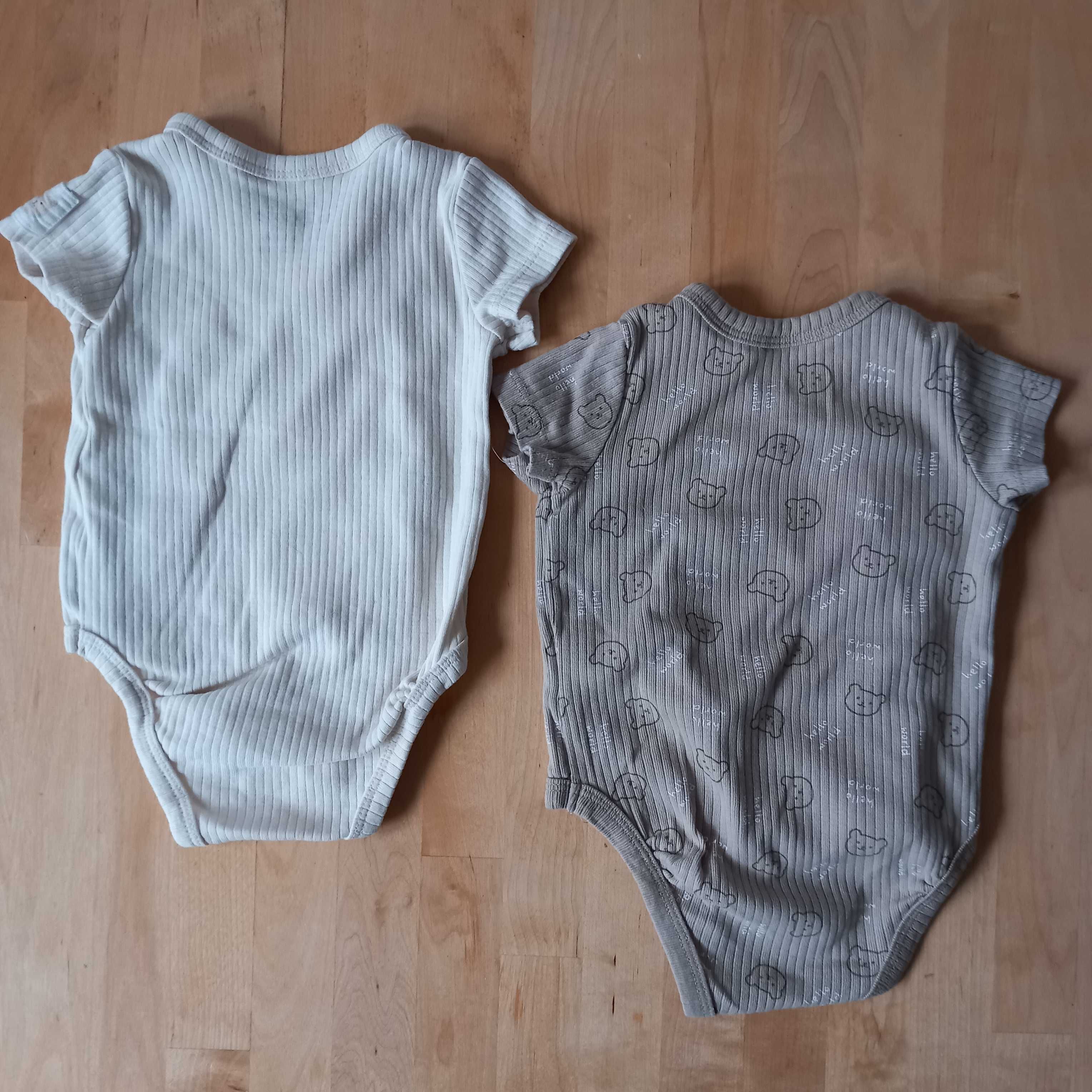 2x Body kopertowe rozm. 68, krótki rękaw, bawełna organiczna